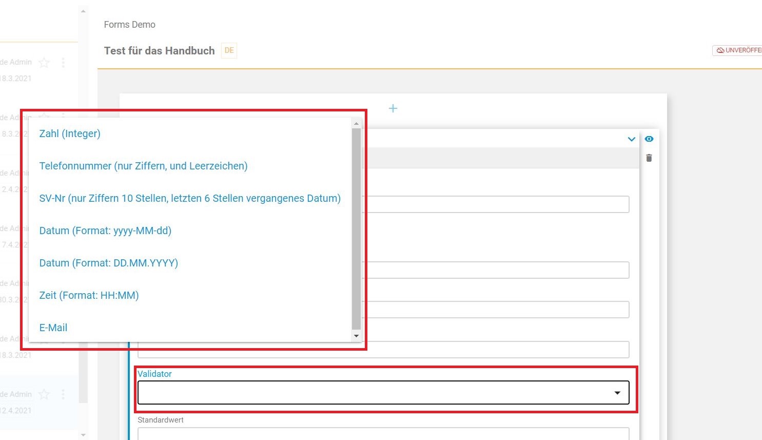 Validator im Gentics CMS Formulargenerator