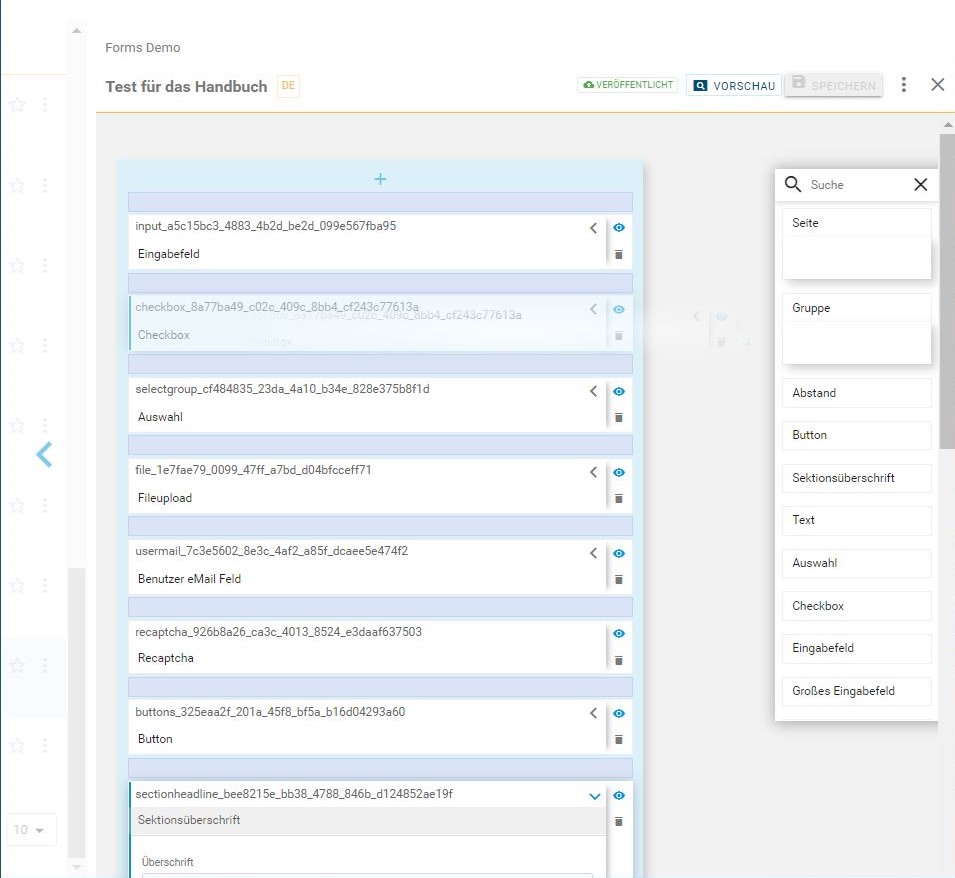 Drag and Drop im Gentics CMS Formulargenerator