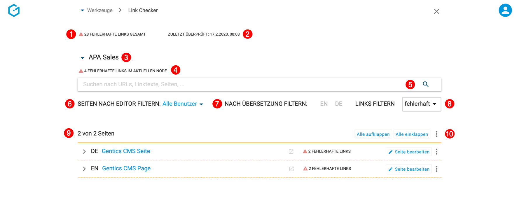 Der Gentics CMS Link Checker im Überblick