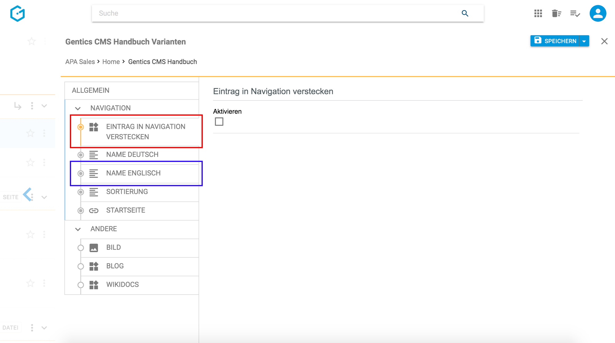 Beispiele für projektspezifische Ordner Eigenschaften in Gentics CMS