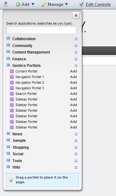 Liferay Portlet selection
