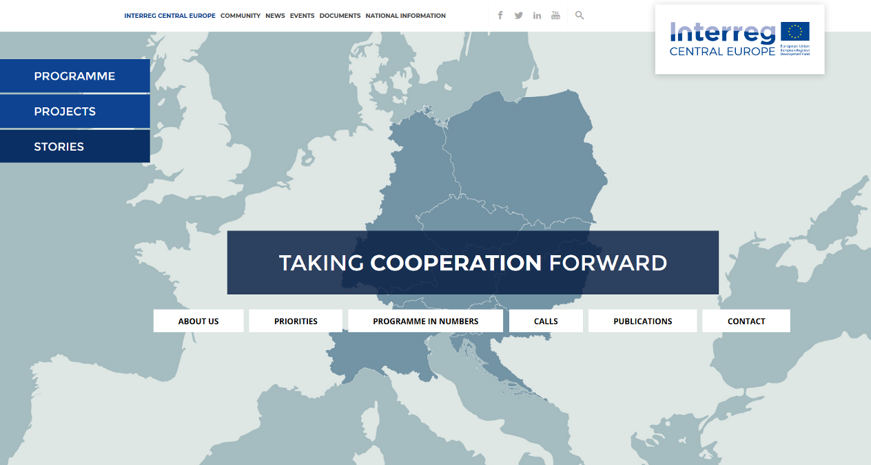 Website Interreg CENTRAL EUROPE Screenshot