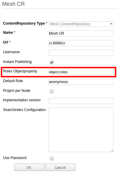 Roles object property